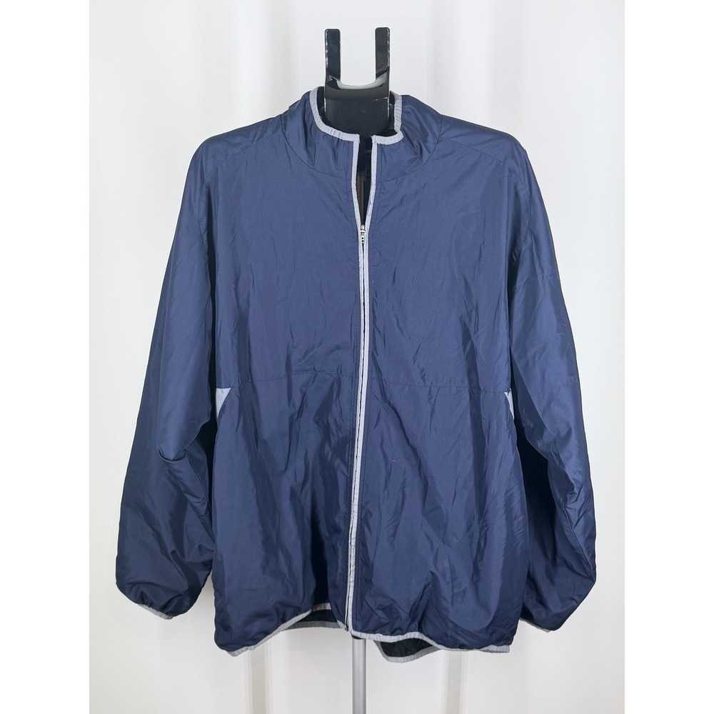 Russell Athletic Mens XL Navy Blue Water Resistant Full Zip Windbreaker Jacket
